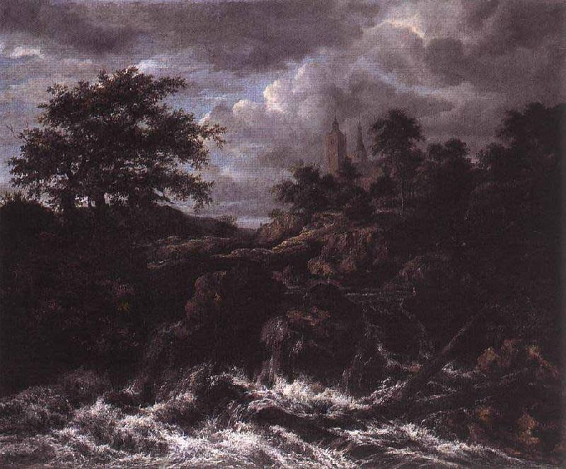 Jacob Isaacksz. van Ruisdael Waterfall by a Church Spain oil painting art